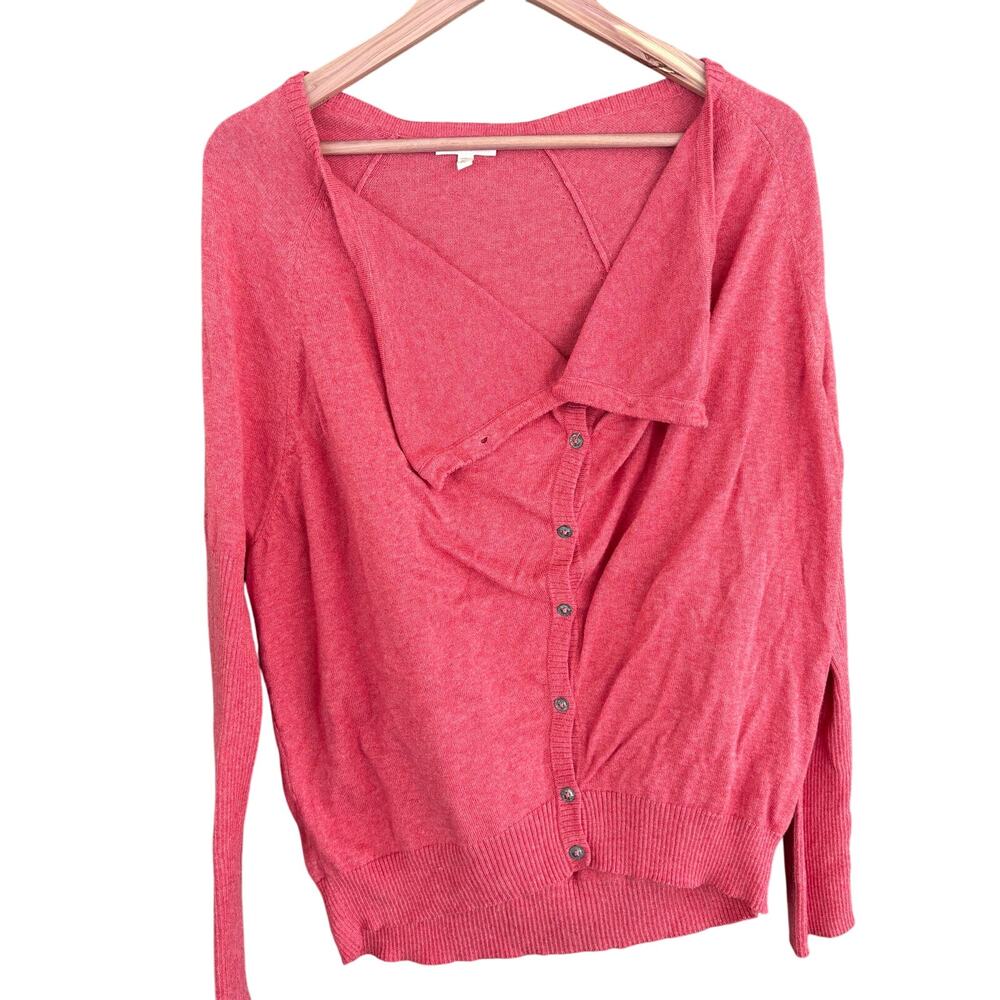 Eileen Fisher Button Front Sweater L LP PL Pink Lagenlook Capsule Minimalist